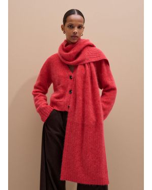 ME+EM Brushed Cashmere Mouliné Scarf True Scarlet Mouliné - Red