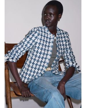 ME+EM Statement Houndstooth Short Jacket-Soft - Blue