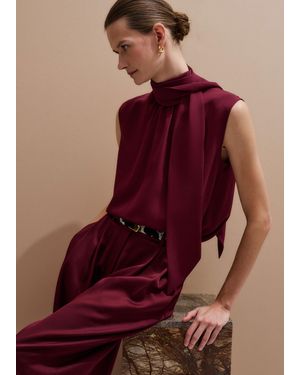 ME+EM Silk Am-Pm Sleeveless Top + Scarf - Red