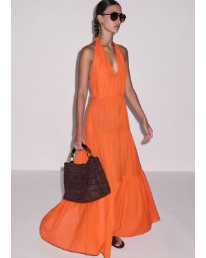 ME+EM Cotton Voile Tiered Maxi Dress - Orange