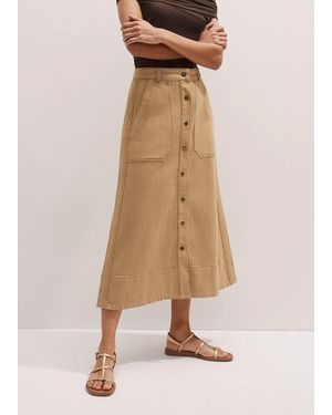 ME+EM Cotton Stripe Maxi Skirt - Natural
