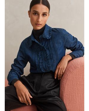 ME+EM Denim Frill Shirt - Blue