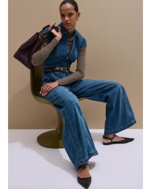 ME+EM Palazzo Travel Jumpsuit - Blue