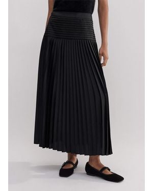 ME+EM Pleated Evening Skirt - Black