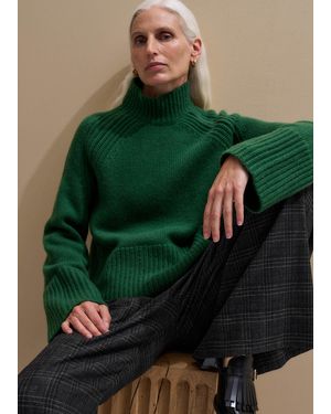 ME+EM Cashmere High Neck Statement Jumper - Green