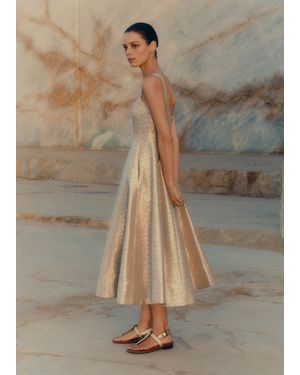 ME+EM Metallic Contour Midi Dress - Natural