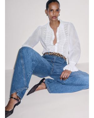 ME+EM Intricate Embroidery Blouse - Blue