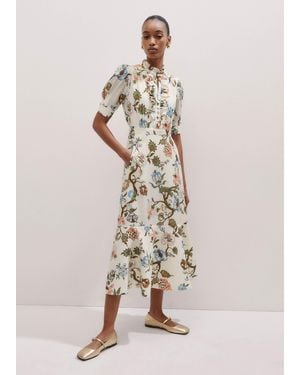 ME+EM Floral Garden Print Midi Dress - Natural