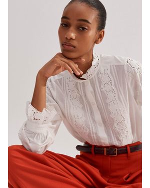 ME+EM Cotton Voile Embroidery Detail Blouse - Multicolour