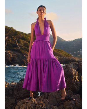 ME+EM Cheesecloth Halterneck Maxi Dress - Pink