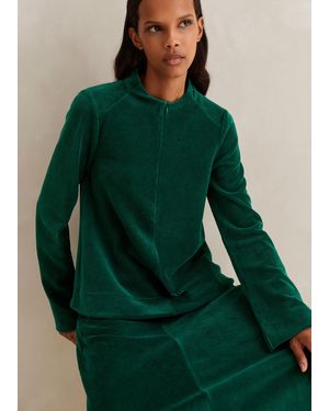 ME+EM Cord Velour Chevron High Neck Swing Top - Green