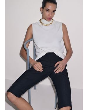ME+EM Silk Cowl Neck Sleeveless Top - Natural