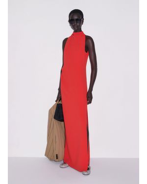 ME+EM Draped Neckline Straight Full Length Dress - Red