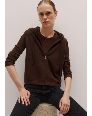 ME+EM Cashmere Sleeveless Relaxed Zip Hoody Espresso - Brown