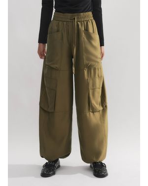 ME+EM Washed Silk Parachute Trouser - Multicolour