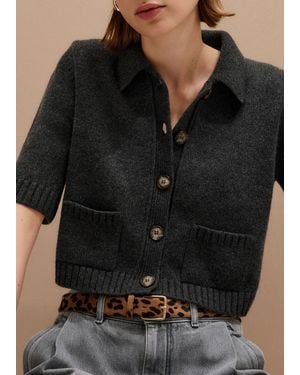 ME+EM Merino Cashmere Cropped Knit Jacket - Black