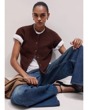 ME+EM Alpaca Button-Through Knit Baby Tee - Blue
