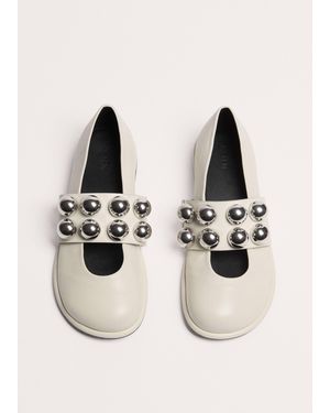 ME+EM Oversized Stud Ballerina Flat - Natural