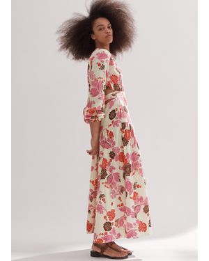 ME+EM Cheesecloth Bali Print Full-Length Dress - Pink