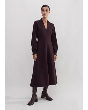 ME+EM Travel Tailoring Zip Front Midi Dress - Purple