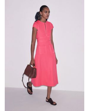 ME+EM Contrast Binding Fit And Flare Midi Dress - Pink
