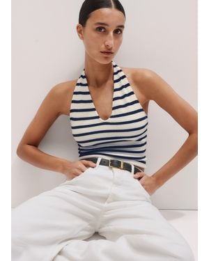 ME+EM Towelling Halterneck Crop Top - White