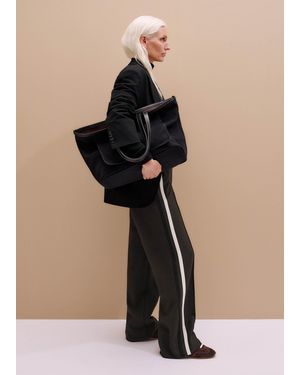 ME+EM Contrast Side Stripe Relaxed Pant - Black