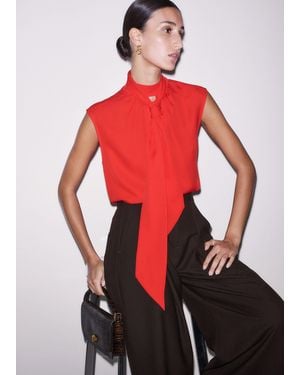 ME+EM Silk Top + Tie - Red
