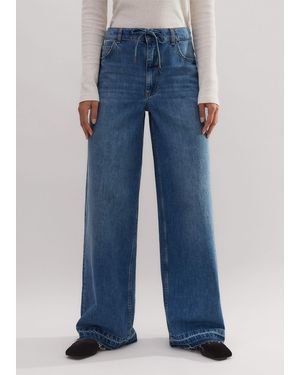ME+EM Super Soft Denim Track Pant Worn - Blue