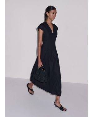 ME+EM Crease-Less Embroidery Stitch Detail Maxi Dress - Blue