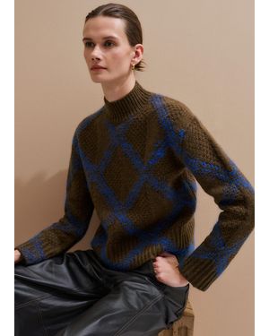 ME+EM Statement Textured Argyle Jumper - Black