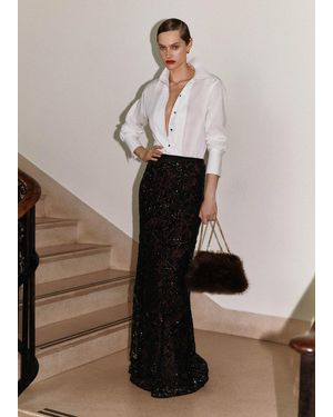ME+EM Sequin Embellished Full Length Skirt - Black