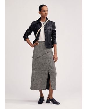 ME+EM Textured Wrap Front Midi Skirt - Gray