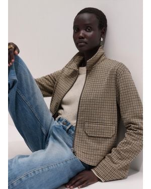 ME+EM Relaxed Zip Front Houndstooth Jacket - Grey