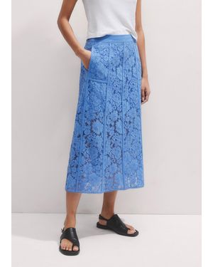 ME+EM Lace A-Line Midi Skirt - Blue