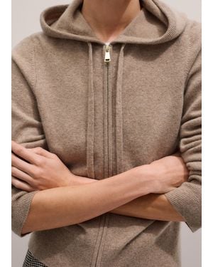 ME+EM Cashmere Two Way Zip Straight Hoody Hazelnut Melange - Brown