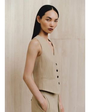 ME+EM Pinstripe Tailored Vest - Natural
