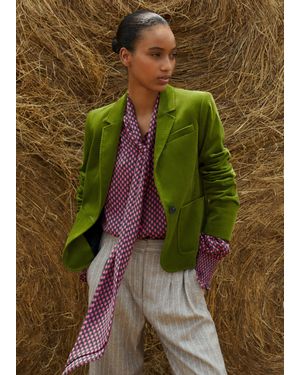 ME+EM Italian Short Velvet Boyfriend Blazer - Green