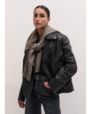 ME+EM Authentic Leather Biker Jacket - Green