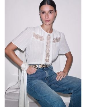 ME+EM Embroidery Detail Soft T-Shirt - Blue