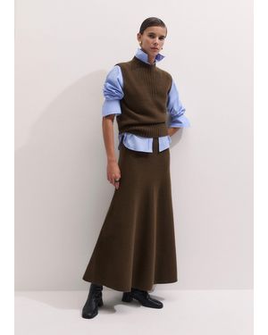 ME+EM Felted Merino Relaxed Knit Maxi Skirt - White