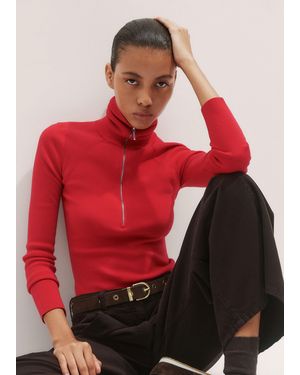 ME+EM Merino Stretch Half Zip Jumper - Red