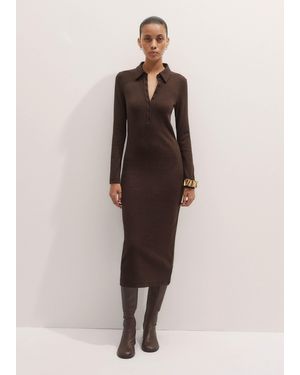 ME+EM Ultimate Rib Shirt Midi Dress Chocolate Mélange - Natural
