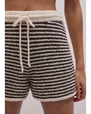 ME+EM Textured Micro Stripe Knit Shorts Cocoa-Cream - Multicolour