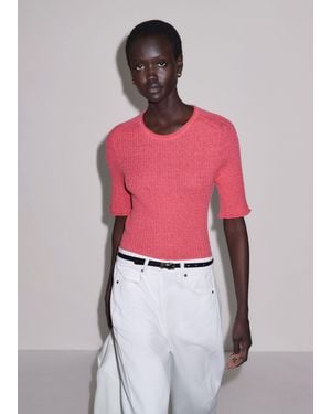 ME+EM Lofty Fine Cable Knit Slim Tee - Pink