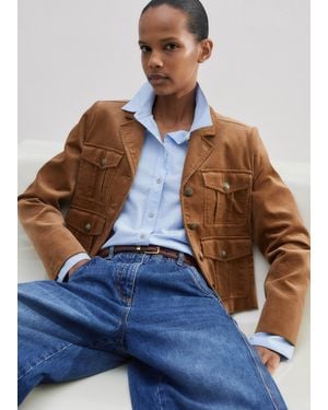 ME+EM Velvet Military Crop Jacket - Green