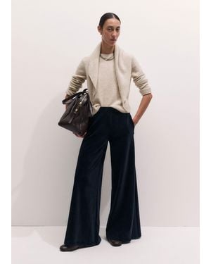 ME+EM Cord Velour Wide Leg Trouser - Blue