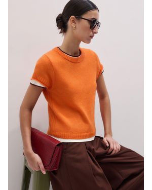 ME+EM Merino Cashmere Silk Shrunken Baby Tee - Orange