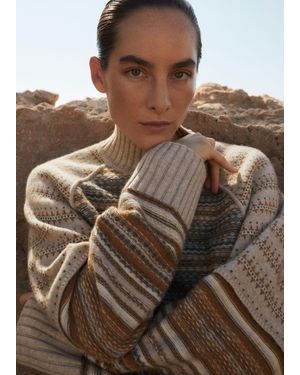ME+EM Merino Cashmere Patchwork Fair Isle Jumper - Natural