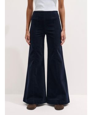 ME+EM Regular-Length Velvet Cord Travel Palazzo Pant - Blue